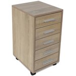 vidaXL Caisson à tiroir de bureau avec roulettes 5 tiroirs Chêne