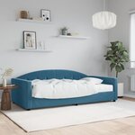 vidaXL Lit de jour avec matelas bleu 100x200 cm velours