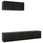 vidaXL Meubles TV 3 Pièces Noir Bois d'ingénierie