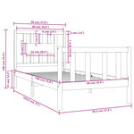 vidaXL Cadre de lit Noir Bois massif 90x190 cm Simple