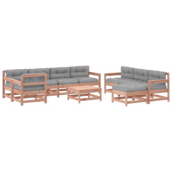 vidaXL Salon de jardin 10 Pièces avec coussins bois massif douglas