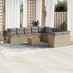 vidaXL Salon de jardin et coussins 11 Pièces mélange beige résine tressée