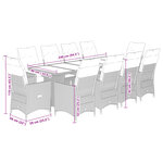 vidaXL Ensemble de bistro de jardin 9 Pièces coussins marron poly rotin