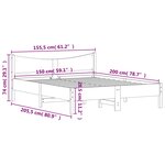 vidaXL Cadre de lit sans matelas blanc 150x200 cm bois de pin massif