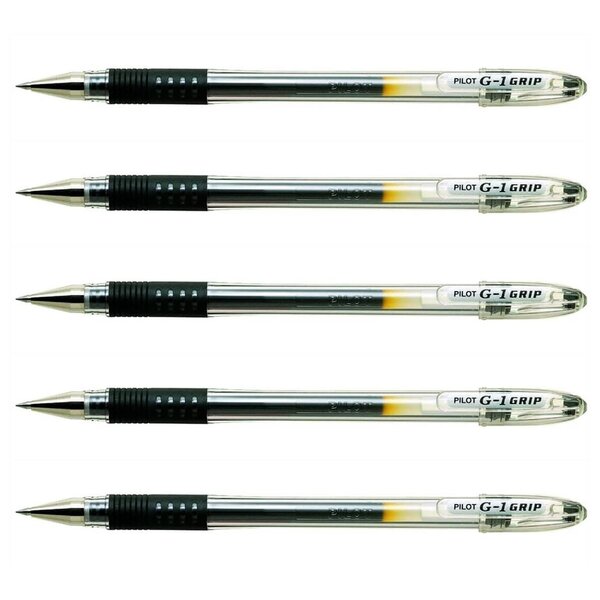 Stylo à bille G1 GRIP pointe fine encre gel noire x 5 PILOT