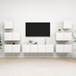 vidaXL Ensemble de meubles TV 8 Pièces Blanc Bois d'ingénierie