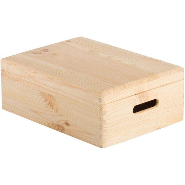 Boîte de rangement en pin massif avec couvercle taille 3