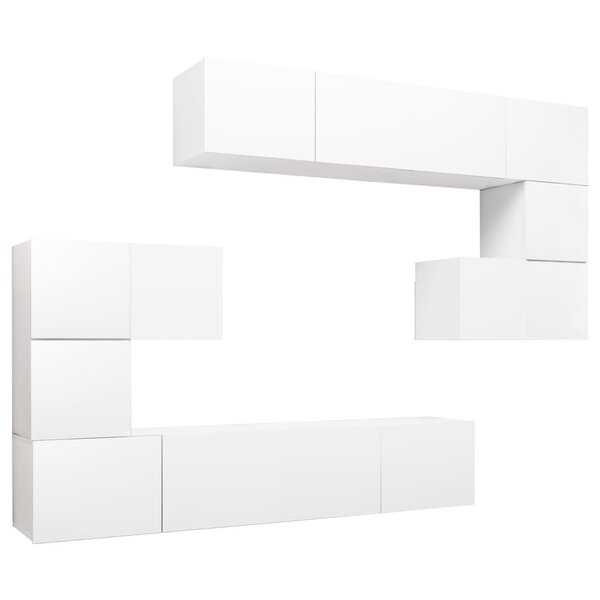 vidaXL Ensemble de meubles TV 8 Pièces Blanc Bois d'ingénierie