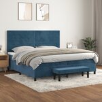 vidaXL Sommier à lattes de lit et matelas Bleu foncé 200x200cm Velours