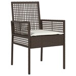 Ensemble de salle à manger de jardin vidaXL 5 pièces avec coussins en poly rattan marron