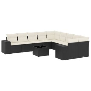 vidaXL Salon de jardin 11 Pièces avec coussins noir résine tressée