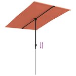 vidaXL Parasol d'extérieur avec mât en aluminium 2x1 5 m Terre cuite