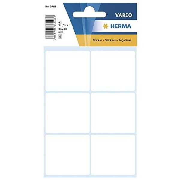 Etui de 42 étiquettes multi-usages manuelles 36 x 40 mm blanc herma
