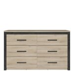 Commode 6 tiroirs Colorado chêne Kornberg 129 x Hauteur 77 x 42 cm