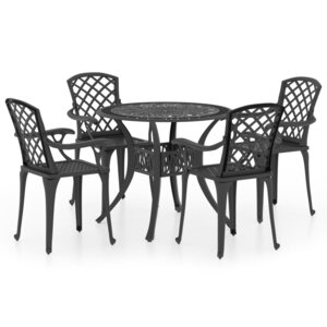 vidaXL Ensemble de bistro 5 Pièces Aluminium coulé Noir