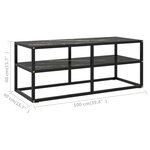 vidaXL Meuble TV noir avec verre marbre noir 100x40x40 cm
