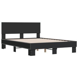 vidaXL Cadre de lit noir 140x190 cm bois d'ingénierie et métal