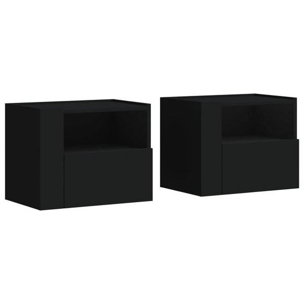 vidaXL Tables de chevet murales 2 Pièces noir 45x30x35 cm