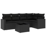 vidaXL Salon de jardin 6 Pièces avec coussins noir résine tressée