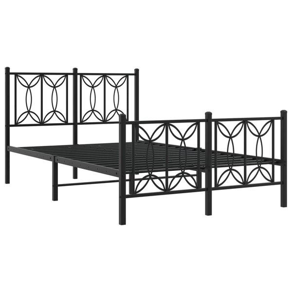 vidaXL Cadre de lit métal avec tête de lit/pied de lit noir 120x190 cm