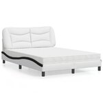 vidaXL Lit avec matelas blanc et noir 140x200 cm similicuir