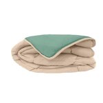POYET MOTTE Couette Microfibre - 220 x 240 cm - Gris galet et Vert lac