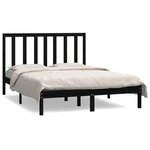 vidaXL Cadre de lit Noir Bois de pin massif 140x190 cm