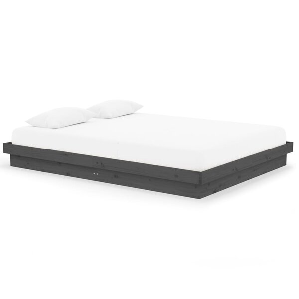vidaXL Cadre de lit Gris Bois massif 150x200 cm Très grand