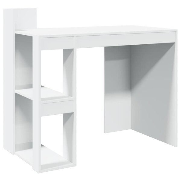 Bureau table poste de travail meuble d'ordinateur informatique étude 103 5 x 56 5 x 94 cm bois d'ingénierie blanc 02_0023504