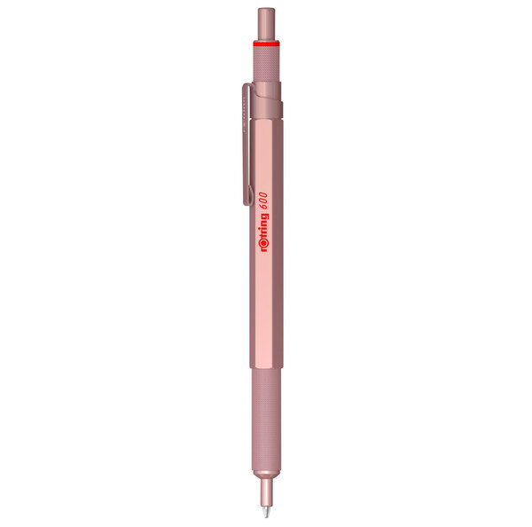 Stylo Bille rOtring 600 Or Rose - Pointe Moyenne - Encre Noire - Livré en écrin