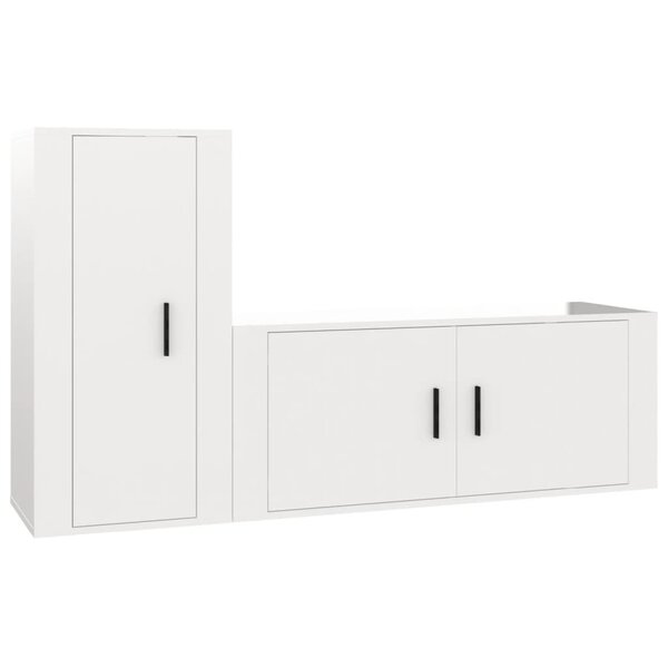 vidaXL Ensemble de meubles TV 2 Pièces blanc brillant bois d'ingénierie