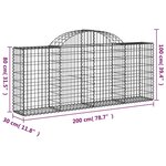 vidaXL Paniers à gabions arqués 9 Pièces 200x30x80/100 cm Fer galvanisé