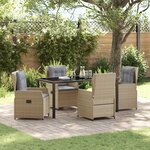 Ensemble salle à manger jardin 5 pièces Beige Rattan Synthétique