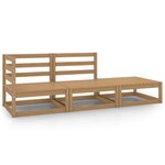Salon de jardin meuble d'extérieur ensemble de mobilier 3 pièces marron miel bois de pin massif 02_0016054