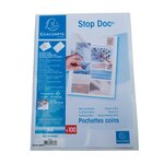 Etui Carton De 100 Pochettes Coin Stop Doc Polypropylène Lisse 11/100e - A4 - Cristal - Exacompta