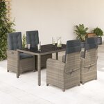 vidaXL Ensemble à manger de jardin 5 Pièces coussins gris résine tressée