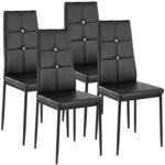 Lot de 4 chaises siège de salon cuisine salle à manger design élégant avec brillant noir 08_0000175