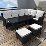 vidaXL Salon de jardin 4 Pièces avec coussins Résine tressée Noir