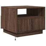 vidaXL Table basse avec lumières LED chêne marron 50x49x40 cm