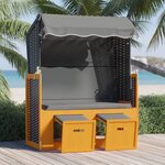 vidaXL Strandkorb avec auvent résine tressée et bois solide anthracite
