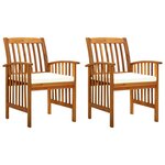 vidaXL Chaises à manger de jardin lot de 2 et coussins acacia massif