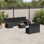 vidaXL Salon de jardin 10 Pièces avec coussins noir résine tressée