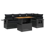 vidaXL Salon de jardin 6 Pièces avec coussins noir résine tressée