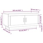 vidaXL Table basse Chêne sonoma 102x50x45 cm Bois d'ingénierie