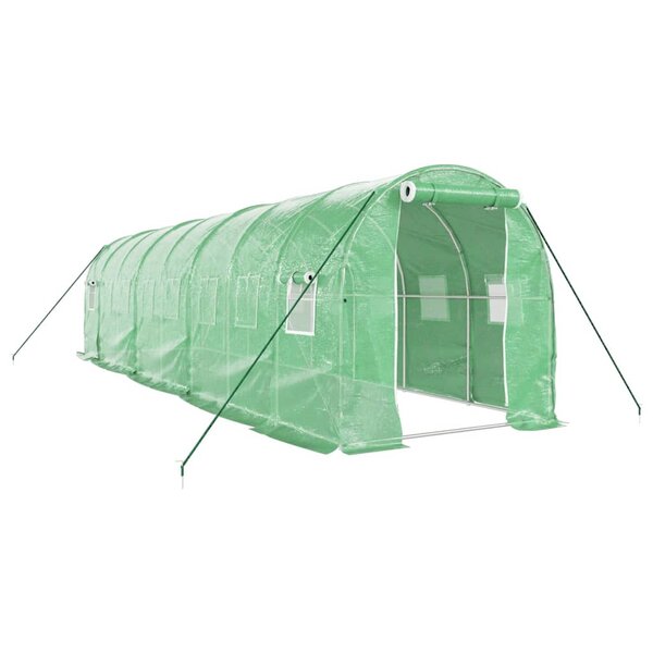vidaXL Serre avec cadre en acier vert 16 m² 8x2x2 m