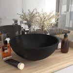 vidaXL Lavabo rond de salle de bain Noir mat 32 5x14 cm Céramique