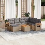 vidaXL Salon de jardin avec coussins 8 Pièces beige résine tressée