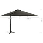 vidaXL Parasol déporté avec mât et lumières LED Anthracite 250 cm