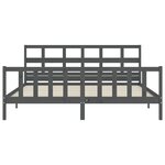 vidaXL Cadre de lit avec tête de lit gris 200x200 cm bois massif