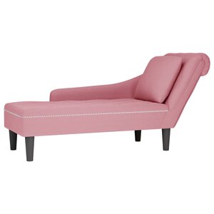 vidaXL Fauteuil long avec coussin et accoudoir droit rose velours